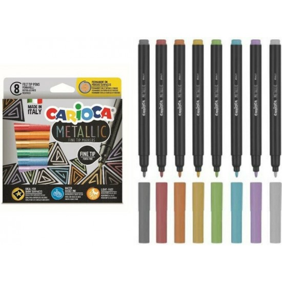 Carioca Metallic Fine Tip Μαρκαδόροι Λεπτοί 8 Χρώματα (10343162)