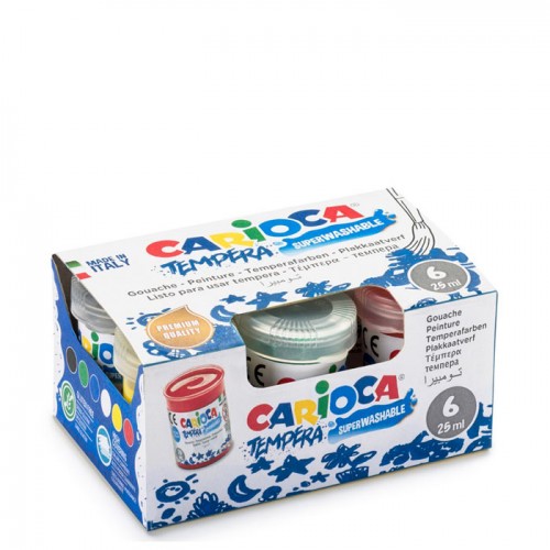 Carioca Τέμπερες δακτυλομπογιές 6 χρώματα 25ml (103KO022) Carioca Τέμπερες δακτυλομπογιές 6 χρώματα 25ml (103KO022)