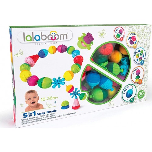 Βρεφικό παιχνίδι κύλινδρος 36 τεμ χάντρες και αξεσουαρ Lalaboom (1000-86090)