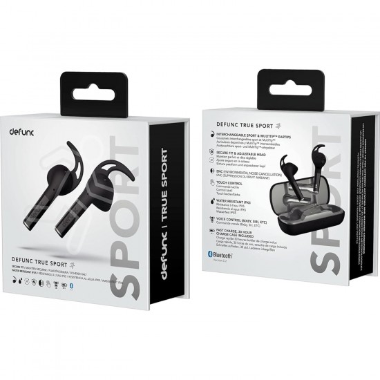 Defunc TRUE SPORT Bluetooth 5.2 Ασύρματα Αθλητικά True Wireless Ακουστικά με θήκη (μαύρο) (D4331)
