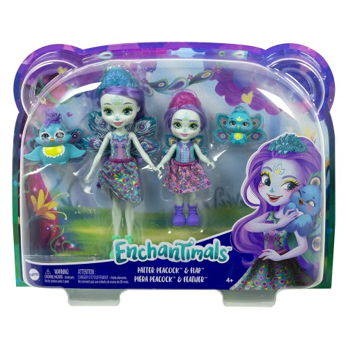 Mattel Enchantimals Κούκλα Και Αδερφάκι Patter Peacock And Flap (HCF79/HCF83)