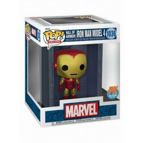 Funko Pop! Deluxe: Marvel Hall of Armor: Iron Man Model 4 (Metallic) (PX Previews Exclusive) #1036 Bobble-Head Vinyl Figure (073025)
