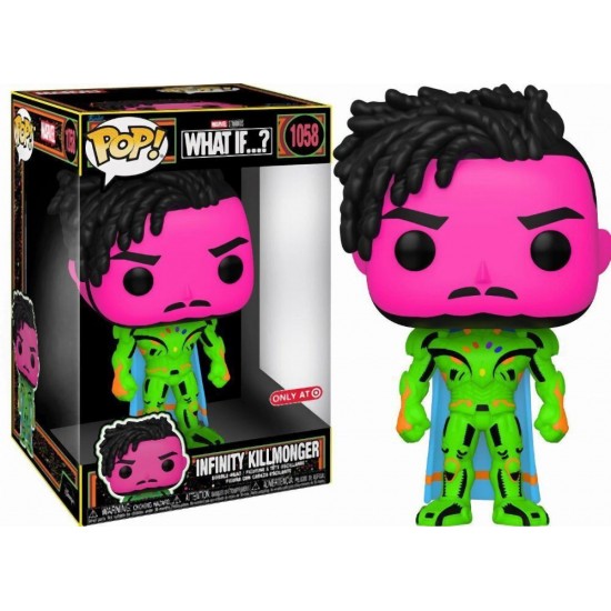 Funko Pop! Marvel Jumbo: What If...? - Infinity Killmonger (Blacklight) (Special Edition) #1058 Bobble-Head Vinyl Figure (10") (074073)