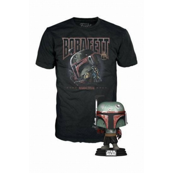 Funko Pop! & Tee (Adult): Disney Star Wars The Mandalorian - Boba Fett Bobble-Head Vinyl Figure and T-Shirt (M) (074309)