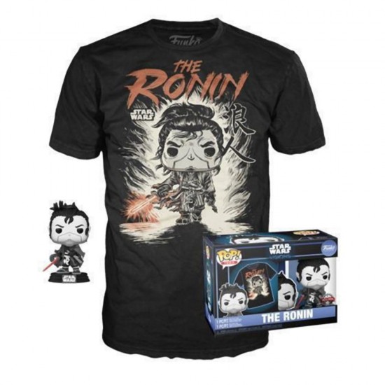 Funko Pop! & Tee (Adult): Disney Star Wars Visions - The Ronin (Special Edition) Bobble-Head Vinyl Figure and T-Shirt (L) (074316)