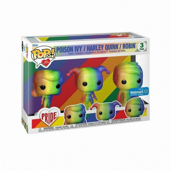 Funko Pops! with Purpose DC Pride: 3-Pack Heroes - Poison Ivy, Harley Quinn, Robin (Special Edition) Vinyl Figure (075279)