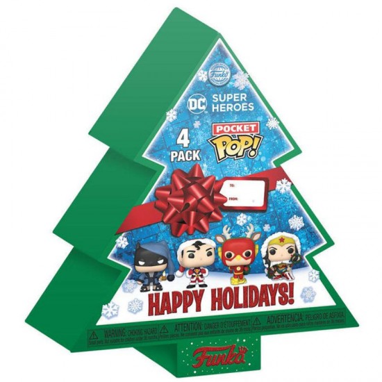 Funko Pocket Pop! 4-Pack Marvel - Happy Holidays Tree Box (Glows in the Dark) (Diamond Collection) Vinyl Figures Keychain (077546)