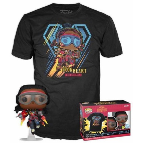 Funko Pop! & Tee (Adult): Marvel Black Panther Wakanda Forever - Iron Heart Riri Williams (Glows in the Dark) Bobble-Head Vinyl Figure and T Shirt (S) (082438)