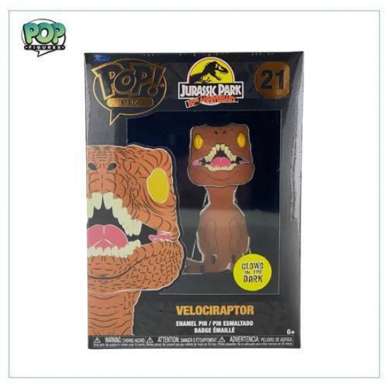 Funko Pop! Jurassic Park 30th Anniversary - Velociraptor (Glows in the Dark) Large Enamel Pin (082518)