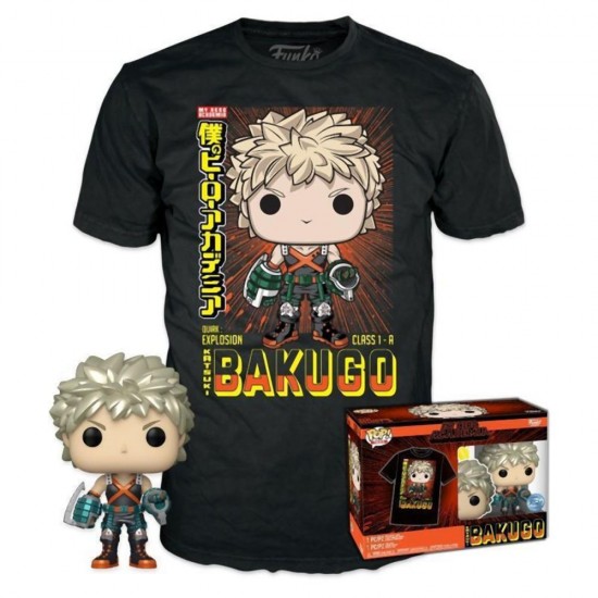 Funko Pop! & Tees (Adult): My Hero Academia - Katsuki Bakugo (Metallic) (Special Edition) Vinyl Figure & T-Shirt (L) (085893)