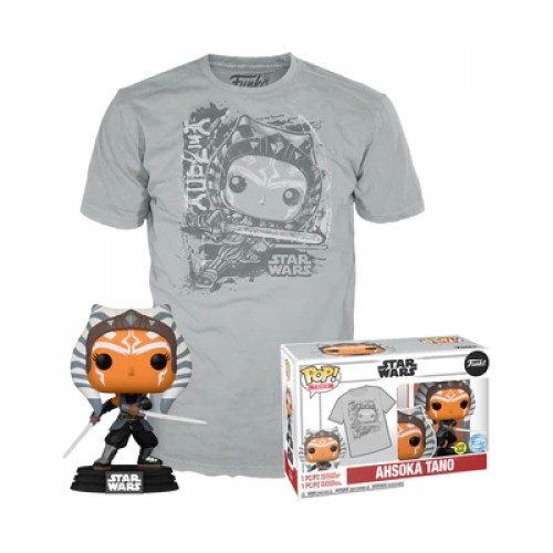 Funko Pop! & Tees (Adult): Disney Star Wars - Ahsoka Tano (Glows in the Dark) Bobble-Head Vinyl Figure & T-Shirt (M) (086425) Funko Pop! & Tees (Adult): Disney Star Wars - Ahsoka Tano (Glows in the Dark) Bobble-Head Vinyl Figure & T-Shirt (M) (086425)