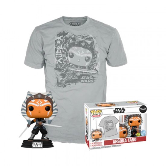 Funko Pop! & Tees (Adult): Disney Star Wars - Ahsoka Tano (Glows in the Dark) Bobble-Head Vinyl Figure & T-Shirt (M) (086425)