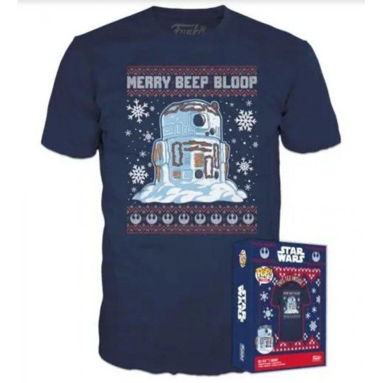 Funko Pocket Pop! & Tee (Child): Disney Star Wars - Holiday R2-D2 (Metallic) Vinyl Figure & T-Shirt (XL) (086451)
