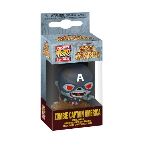 Funko Pocket Pop!: Marvel Zombies - Zombie Captain America Bobble-Head Vinyl Figure Keychain(104118)