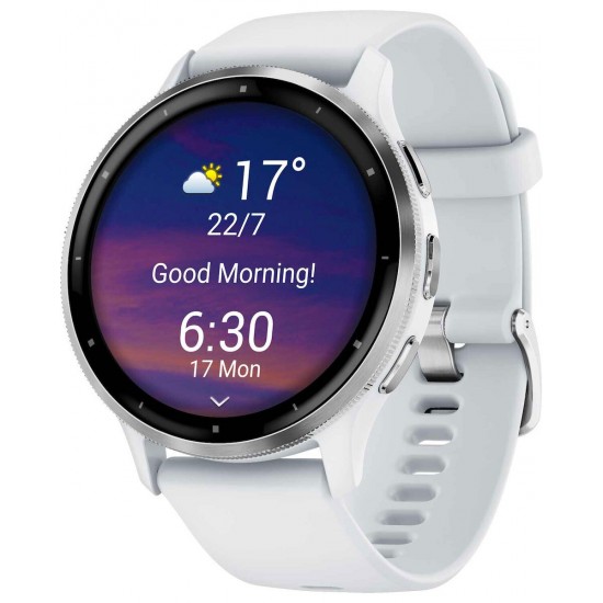 Garmin Venu 3 3.56 cm (1.4 ) AMOLED 45 mm Digital 454 x 454 pixels Touchscreen Silver  White Wi-Fi GPS (satellite) (010-02784-00)