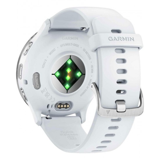 Garmin Venu 3 3.56 cm (1.4 ) AMOLED 45 mm Digital 454 x 454 pixels Touchscreen Silver  White Wi-Fi GPS (satellite) (010-02784-00)