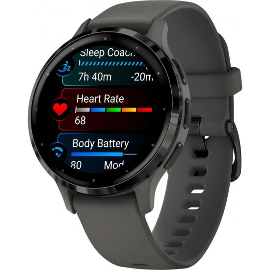 Garmin Venu 3S 3.05 cm (1.2 ) AMOLED 41 mm Digital 390 x 390 pixels Touchscreen Grey Wi-Fi GPS (satellite) (010-02785-00)