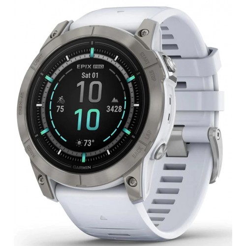 Garmin epix Pro (Gen 2) 3.05 cm (1.2 ) AMOLED 42 mm Digital 390 x 390 pixels Touchscreen Silver Wi-Fi GPS (satellite) (010-02802-01)