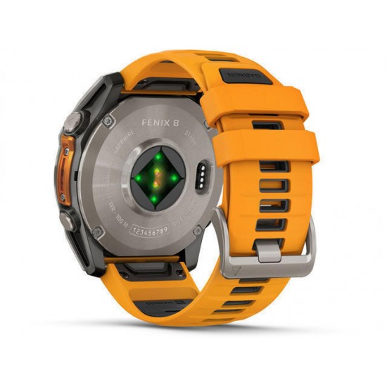 Garmin Fenix 8 3.56 cm (1.4 ) AMOLED 51 mm Digital 454 x 454 pixels Touchscreen Titanium Wi-Fi GPS (satellite) (010-02905-11)