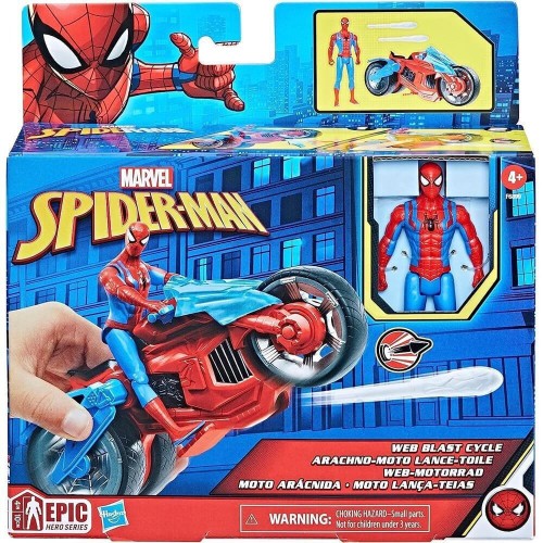 Hasbro Λαμπάδα Marvel Spider-Man Web Blast Cycle Kids Playset with Poseable Spider-Man Όχημα και φιγούρα (F6899)