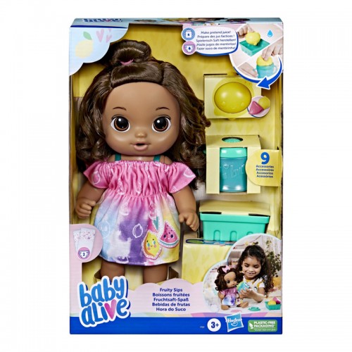 Hasbro Baby Alive Fruity Sips Doll Lemon Brown Hair (F7357)