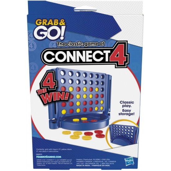 Hasbro connect 4 Grab And Go για Ηλικίες 6 και άνω, για 2 Παίκτες  (F8253)