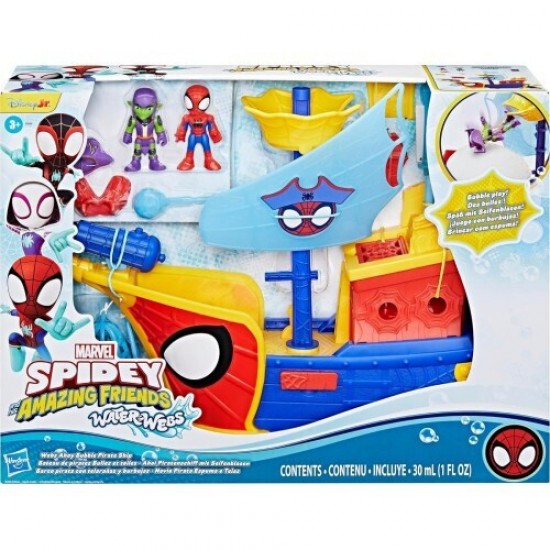 Hasbro Disney Jr. Marvel: Spidey And His Amazing Friends Waterwebs - Webs Ahoy Bubble Pirate Ship Playset (G0666)