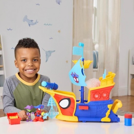 Hasbro Disney Jr. Marvel: Spidey And His Amazing Friends Waterwebs - Webs Ahoy Bubble Pirate Ship Playset (G0666)