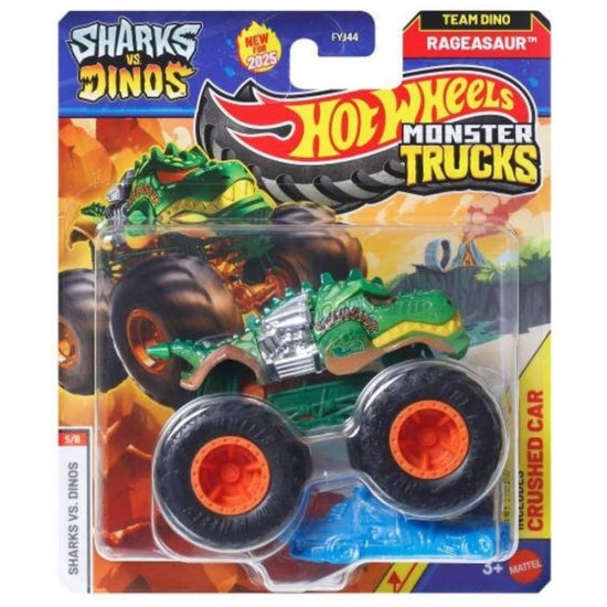 Hot Wheels Monster Trucks: Shark vs. Dinos – Rageasaur Die-Cast Vehicle (FYJ44/JCD74)