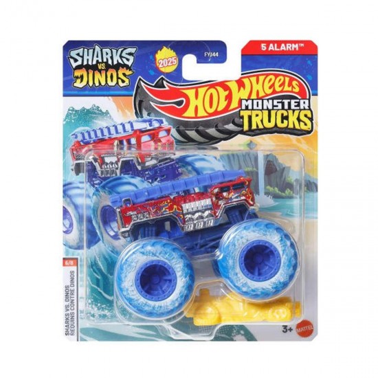 Hot Wheels Sharks Vs Dinos Αυτοκινητάκι 1:64 Monster Truck 5 Alarm (FYJ44/JCD88)