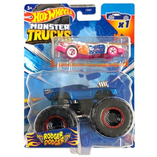 Mattel Hot Wheels - Monster Truck Με Αυτοκινητάκι, Rodger Dodger (HKM13/GRH81)