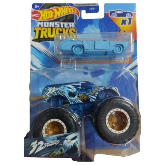 Mattel Hot Wheels - Monster Truck Με Αυτοκινητάκι, 32 Degrees (HKM15/GRH81)