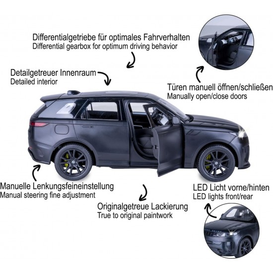 Jamara Range Rover Sport SV 1:14 black 2,4GHz manual door(402245)