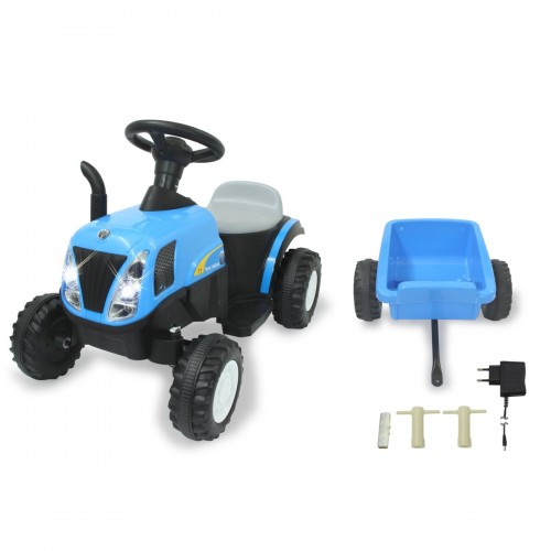 Jamara Ride-on Tractor New Holland with Trailer blue 6V (460482)