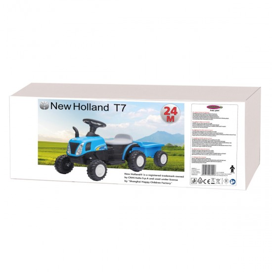 Jamara Ride-on Tractor New Holland with Trailer blue 6V (460482)