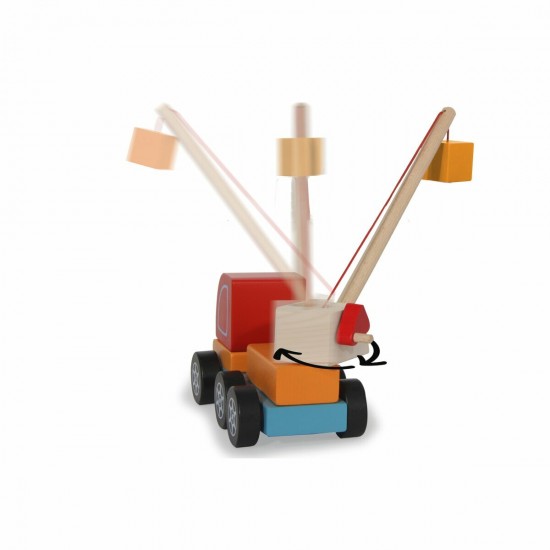 Jamara Wooden Toys Kidiwood plug-in Crane Truck 14pcs (460700)