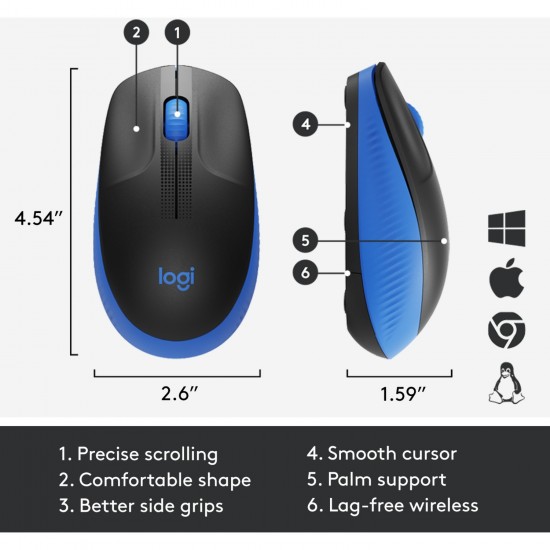 Logitech M190, mouse (black/blue) (910-005907)