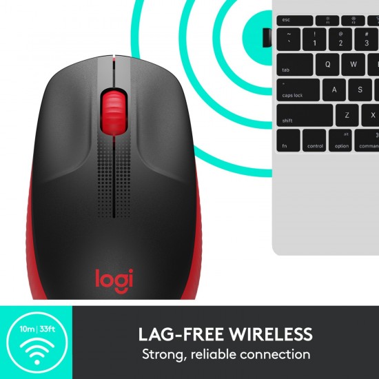 Logitech M190, mouse (black red) (910-005908)