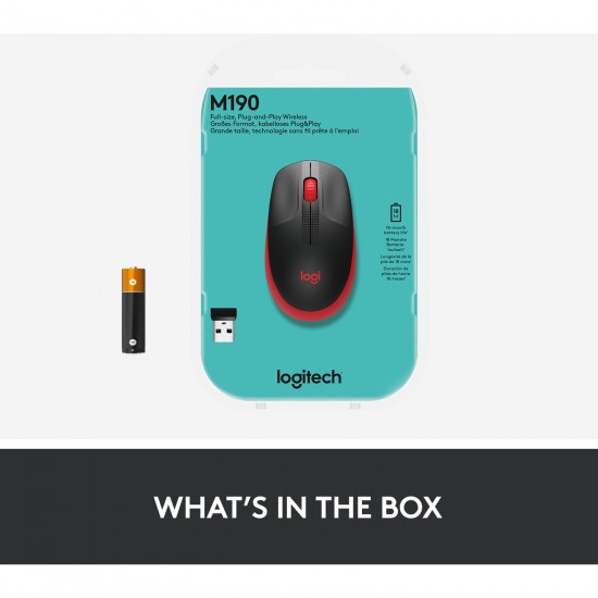 Logitech M190, mouse (black red) (910-005908)