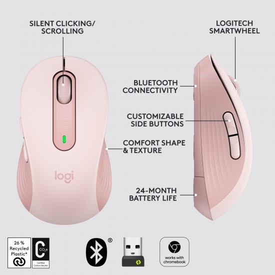 Logitech Signature M650 Wireless Mouse (pink) (910-006254)