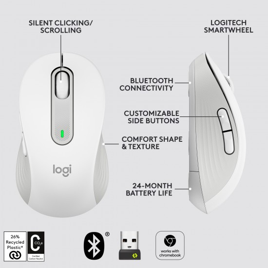 Logitech Signature M650 Wireless Mouse (white) (910-006255)