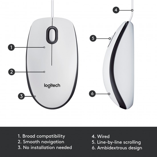 Logitech M100, mouse (white/grey) (910-006764)