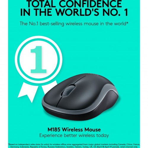 Logitech Wireless Mouse M185, Mouse (grey) (910-002238)