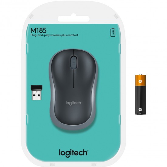 Logitech Wireless Mouse M185, Mouse (grey) (910-002238)