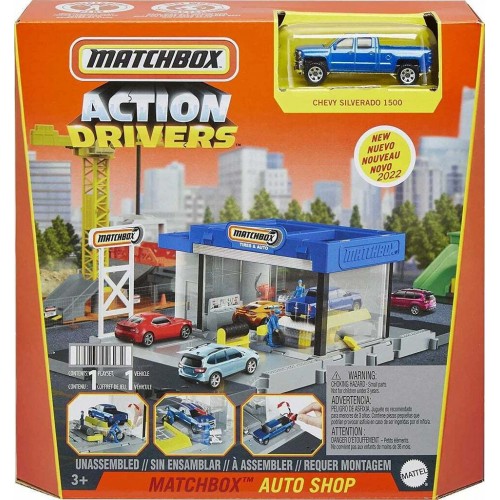 Matchbox Μικρά Σετ Δράσης Auto Stop & Chevy Sivlerado 1500 - Συνεργείο (GVY82/HDL34)