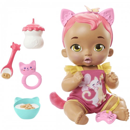 Mattel My Garden Baby Διαδραστικό Μωράκι Γατάκι Μαμ & Νάνι-Ροζ Μαλλιά (HHP29)