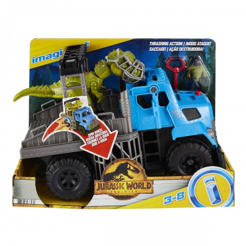 Mattel Imaginext Jurassic World Dominion: Break Out Dino Hauler Thrashing Action Vehicle (GVV50)