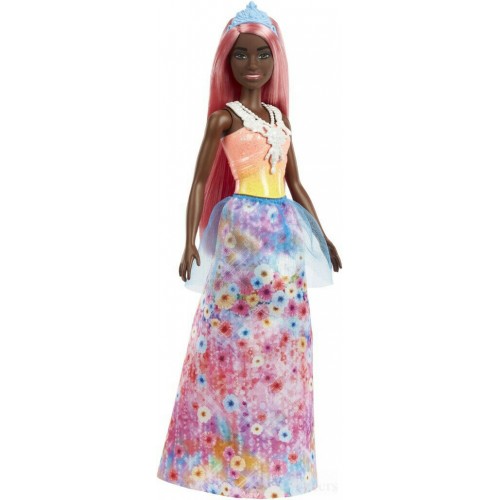 Mattel Barbie Dreamtopia: Princess Dark Skin Doll with Light-Pink Hair (HGR14/HGR13)