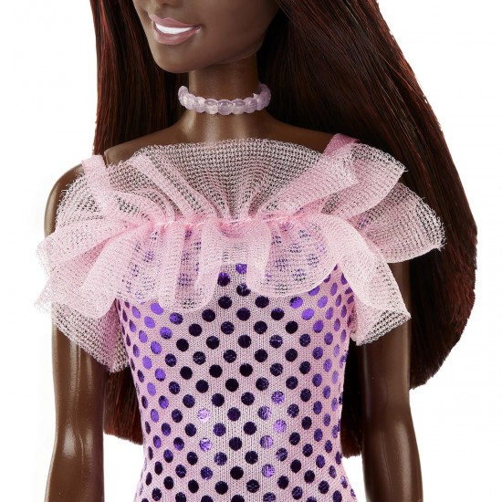 Mattel Barbie: Glitz Outfits - Dark Skin Doll with Pink Dress (HJR94/T7580)