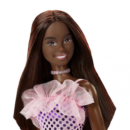 Mattel Barbie: Glitz Outfits - Dark Skin Doll with Pink Dress (HJR94/T7580)